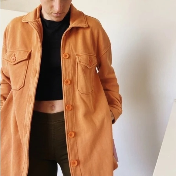 Anthropologie Avec Los Filles Burnt Orange Oversized Soft Long Sleeve Shacket L - Picture 1 of 11